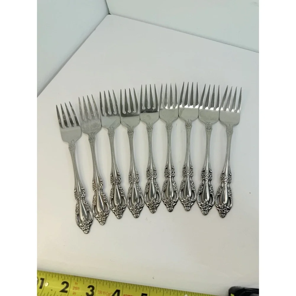 9 Oneida RAPHAEL Distinction Deluxe HH Stainless SALAD FORKS Lot Flatware